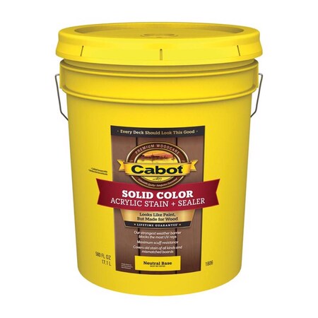 Cabot Cabot Solid Color Acrylic Stain & Sealer Solid Tintable Neutral Base Acrylic Deck Stain 5 gal 140.0001806.008